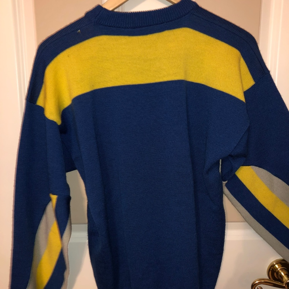 Retro Vintage Blue Yellow Gray Fila Sweater